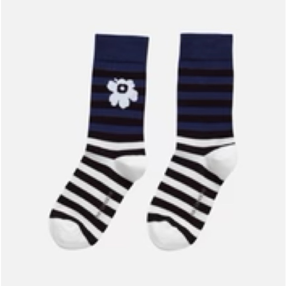 Marimekko Kioski Striped Navy and Black Socks New